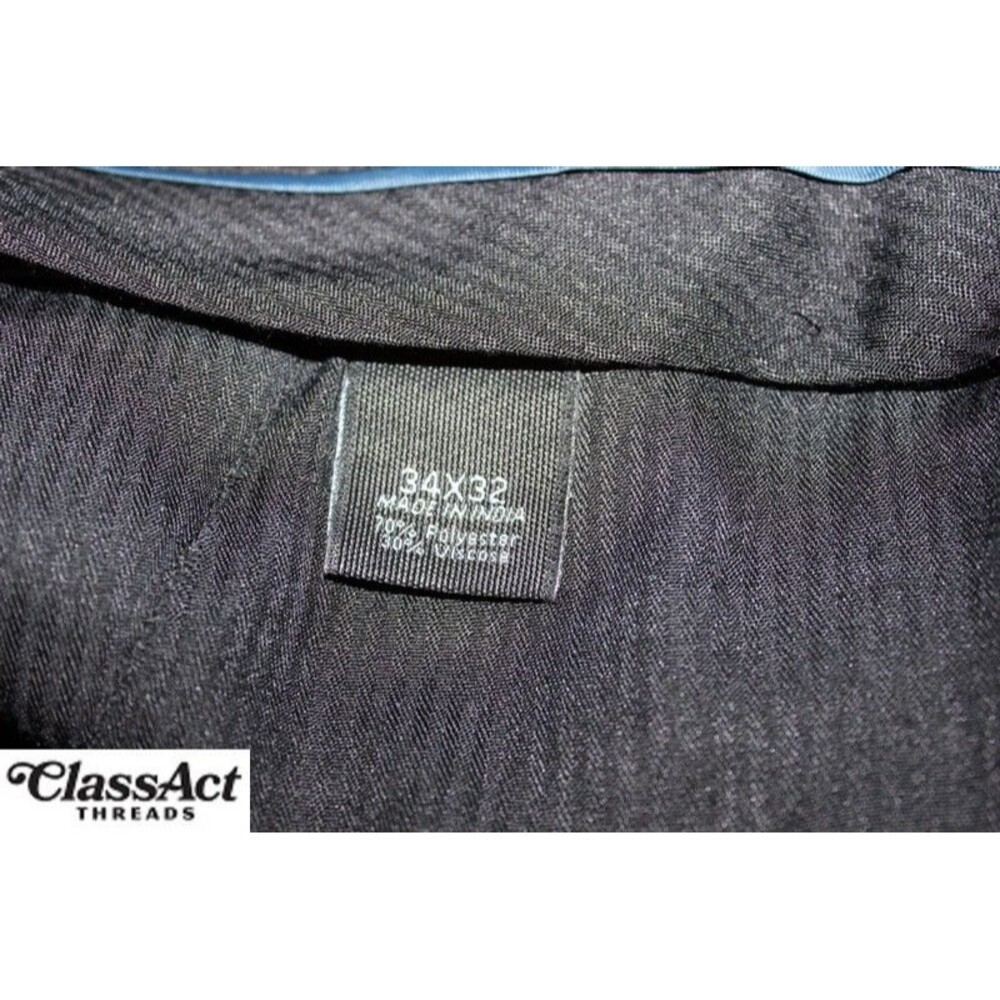 Marc Anthony Men’s Slim Fit Gray Dress Slacks Pants Flat Fronts 34" X 32" - Picture 4 of 5